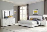 Orleans Furniture - Coaster - Felicity 4-piece Eastern King Bedroom Set White High Gloss - 203500KE-S4